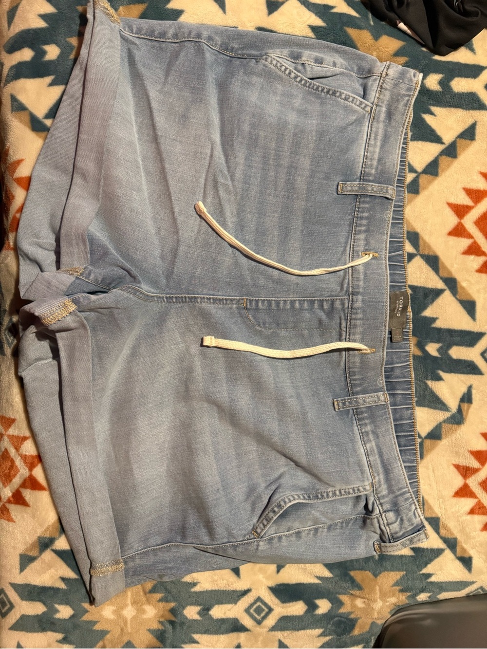 torrid Light Wash Denim Drawstring Shorts